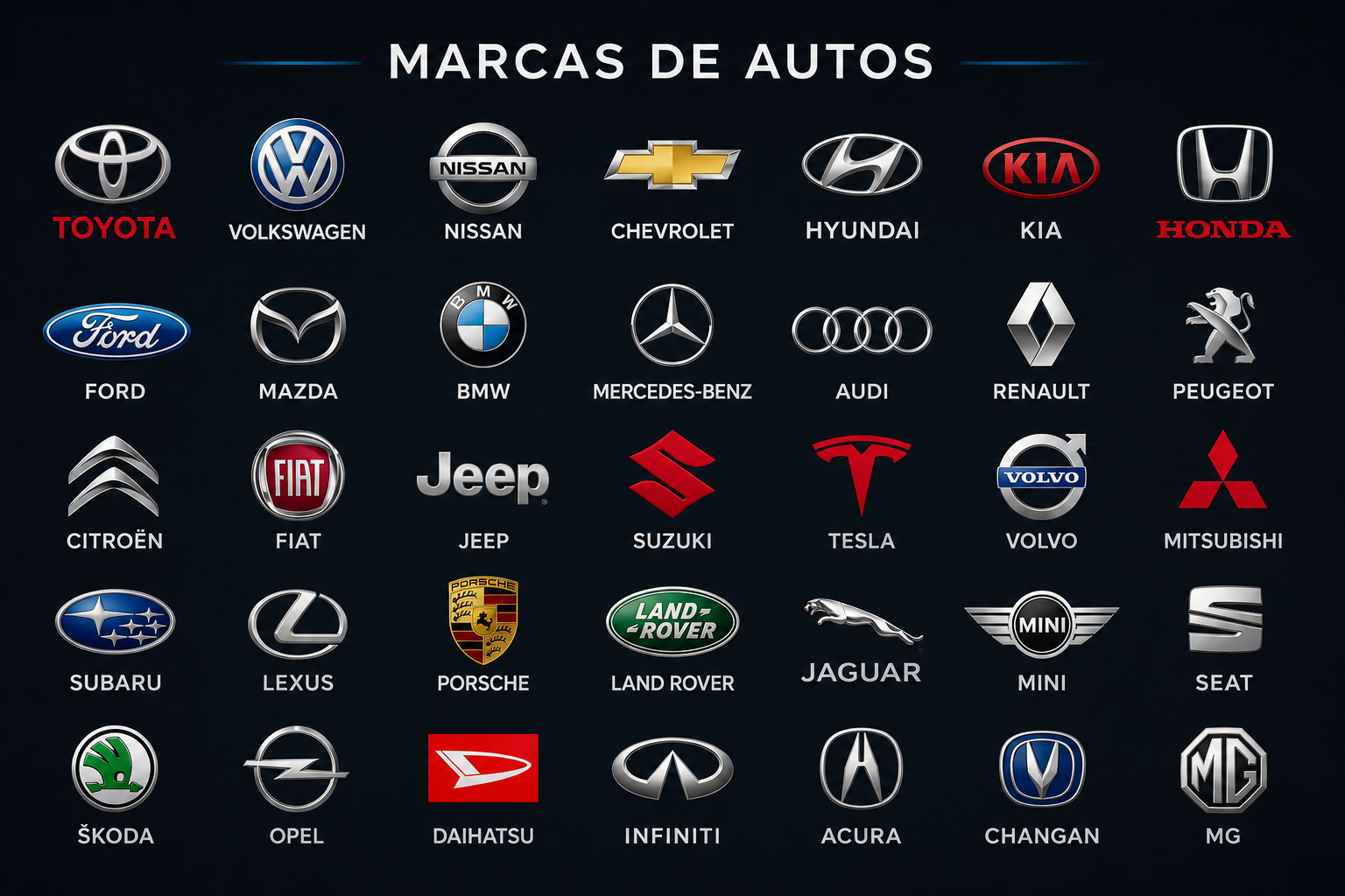 Marcas automotrices administradas en SIGTA